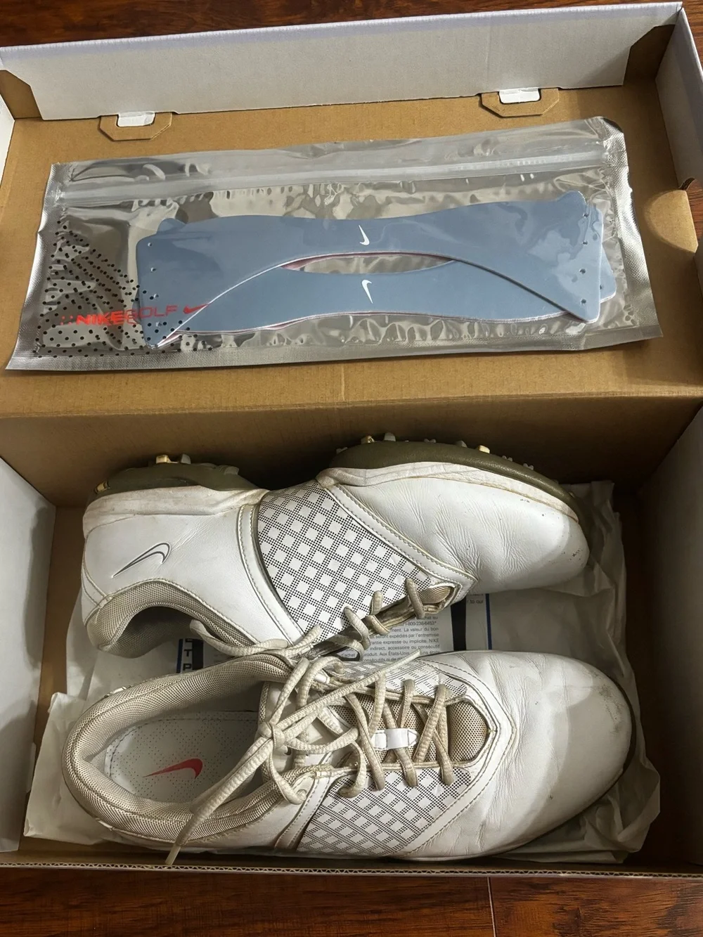 Nike Golf Air Embellish Spiked Golf Shoes White Gray Cleat Trainers with Box